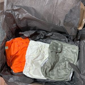 3-Pack Snap Cloth Diapers in Orange, Cream & Sage